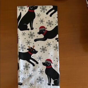 Festive Dog Print Towel - Black and White
